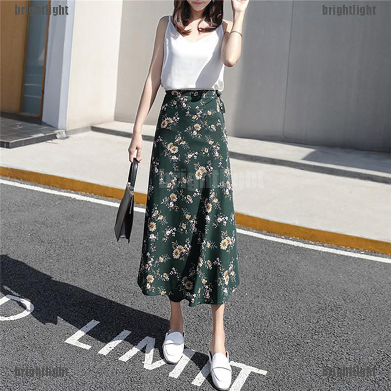 Chân Váy Lưng Cao Hoạ Tiết Hoa Phong Cách Bohomian