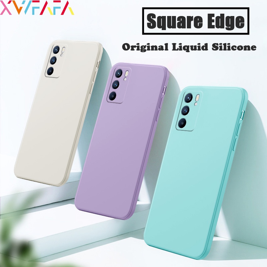 Ốp điện thoại silicone mềm hình vuông màu kẹo bảo vệ toàn diện máy ảnh cho OPPO Reno6 Pro 5G