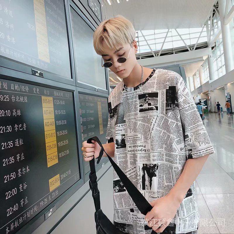 Áo Sơ Mi Nam Dài Tay Họa Tiết Tờ Báo Độc Đáo
