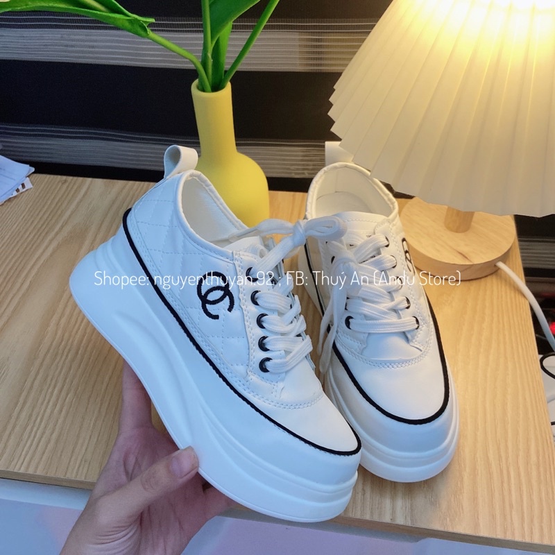 Giày thể thao độn đế nữ 6cm⚡️ANDU STORE⚡️ chất da mềm êm