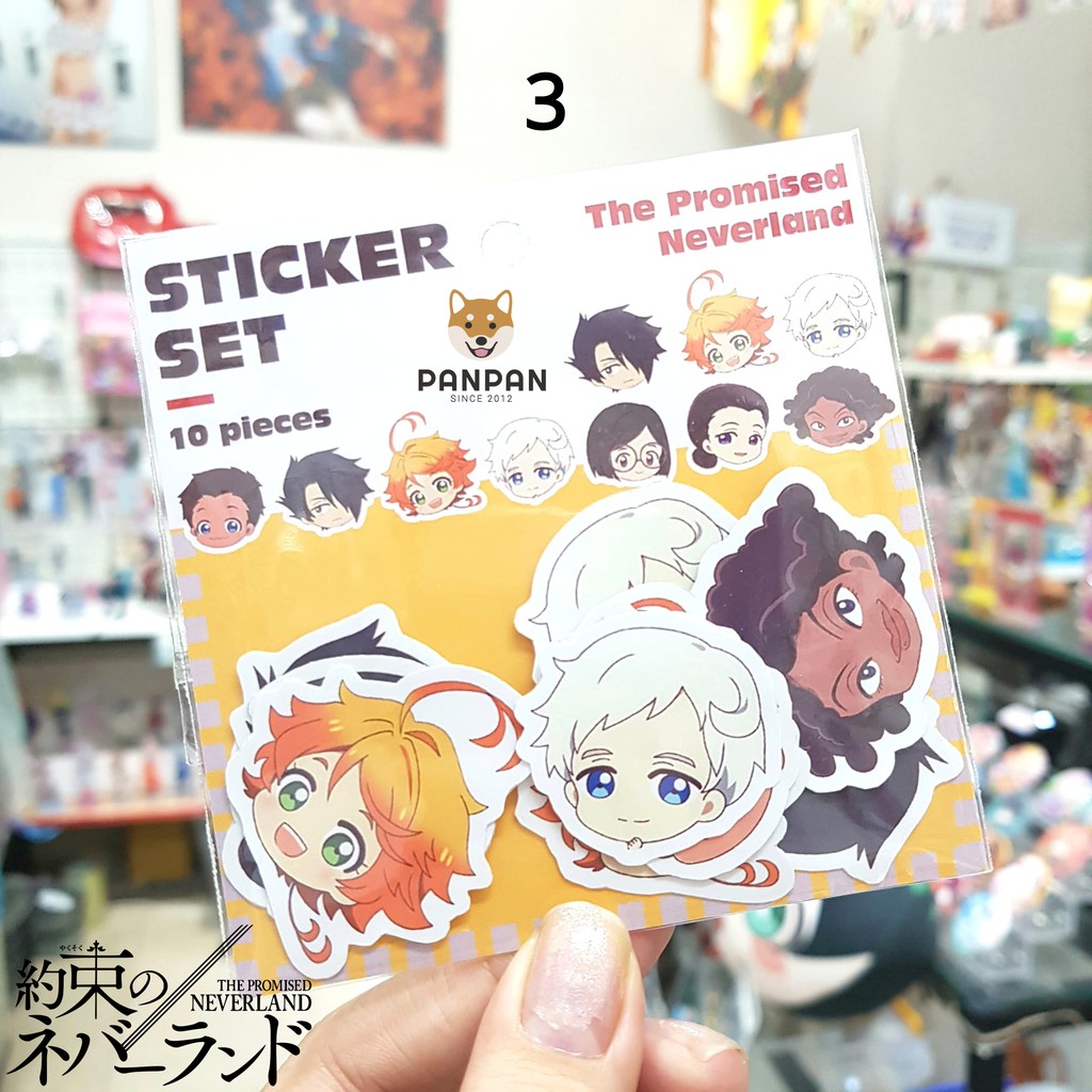 Sticker Set Nhiều Series (10 HÌNH) - Học Viện Siêu Anh Hùng, Thanh gươm diệt quỷ, Bungou Stray Dogs, Miền Đất Hứa