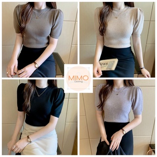 Áo len ngắn tay, tay bồng, chất len mềm mịn co giãn tốt