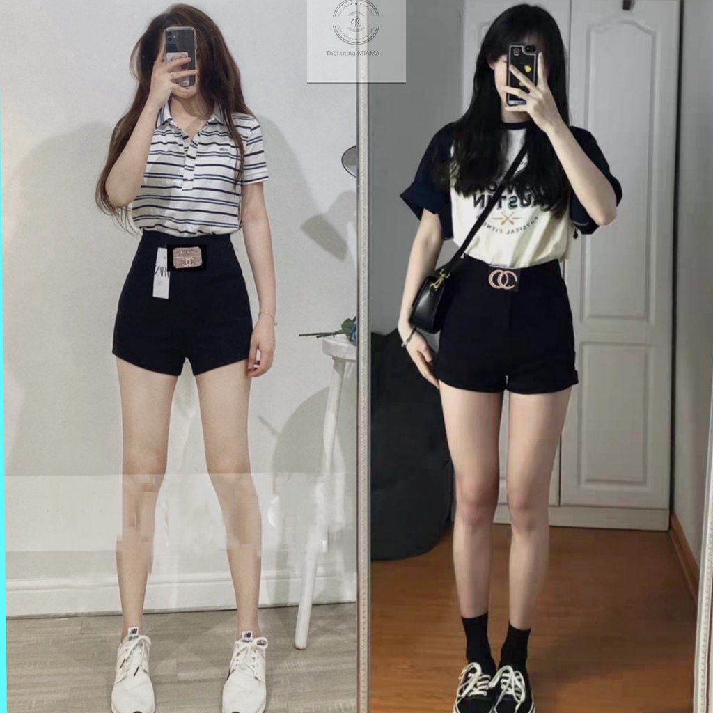 Quần legging đùi lửng nữ thể thao có túi vải Umi cạp chữ - Quần short nữ ngố mặc nhà dáng ôm bó sooc lưng chun tập gym