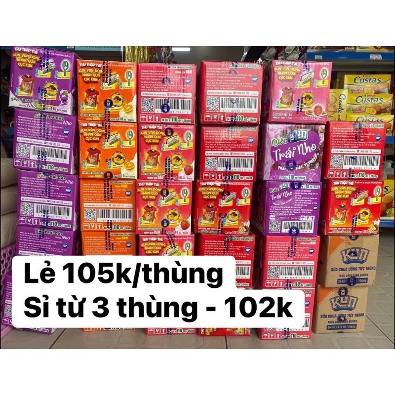 🦋❤Sữa KUN Túi Thùng 24Túi x110ml - ĐỦ VỊ (DATE MỚI THÁNG 12/2022) KÈM THẺ ĐỔI 🎁
