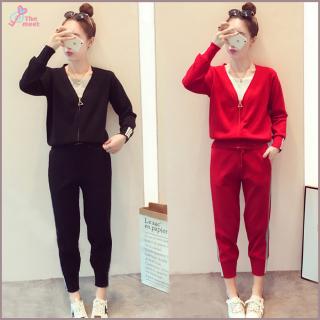 Set đồ thể thao dài tay khóa kéo thời trang nữ