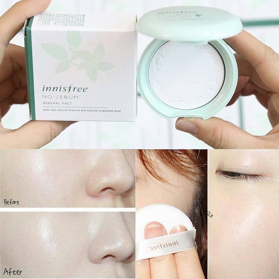 PHẤN NÉN INNISFREE NO-SEBUM MINERAL PACT VÀ PHẤN PHỦ DẠNG BỘT INNISFREE NO-SEBUM MINERAL POWDER