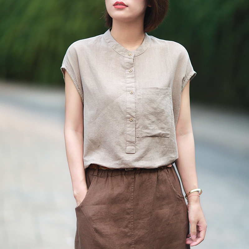 áo đũi cổ tàu mẫu mới nhất hợp thời trang kết hợp váy công sở, quần jean, quần sooc-Tặng 1 chip ren nữ bất kỳ A26