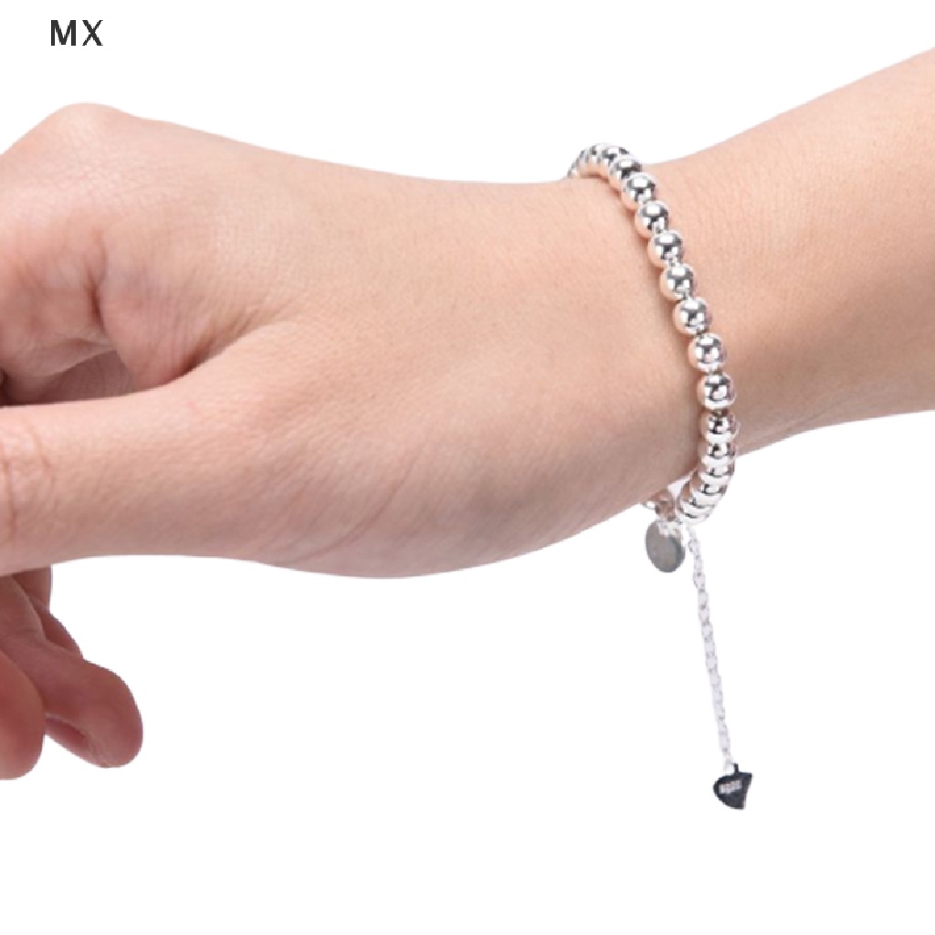 Vòng Tay Chuỗi Hạt Tròn Màu Bạc Thời Trang Cho Nữ mingxuan2