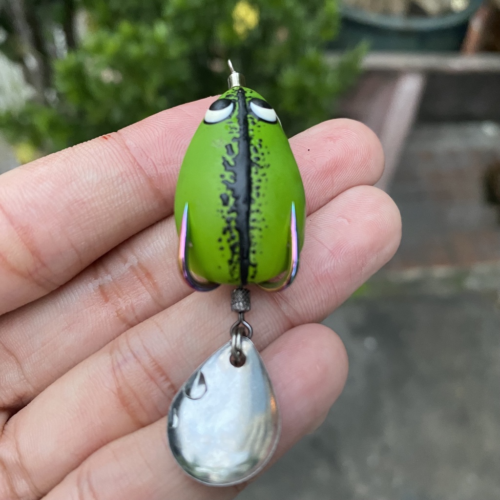 Mồi câu cá lóc nhái hơi F35 Titan, 6g câu nổi- 9g câu chìm, dài 3,3cm. Mồi nhái hơi A33 lưỡi độ