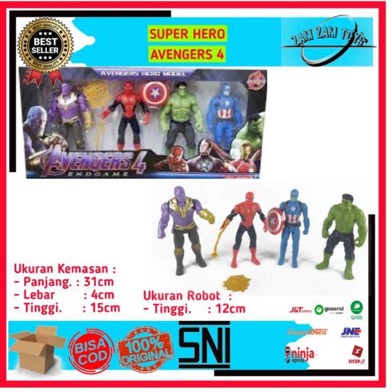 Set 4 Mô Hình Nhân Vật Siêu Anh Hùng Avengers 4 Contents A-72