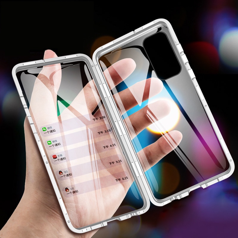 Ốp Điện Thoại Kính Cường Lực Hai Mặt Viền Kim Loại Nam Châm Cho VIVO Y12 Y15 Y17 Y19 Y3 U3 Y12S Y20 Y21 Y21S Y22 Y22S