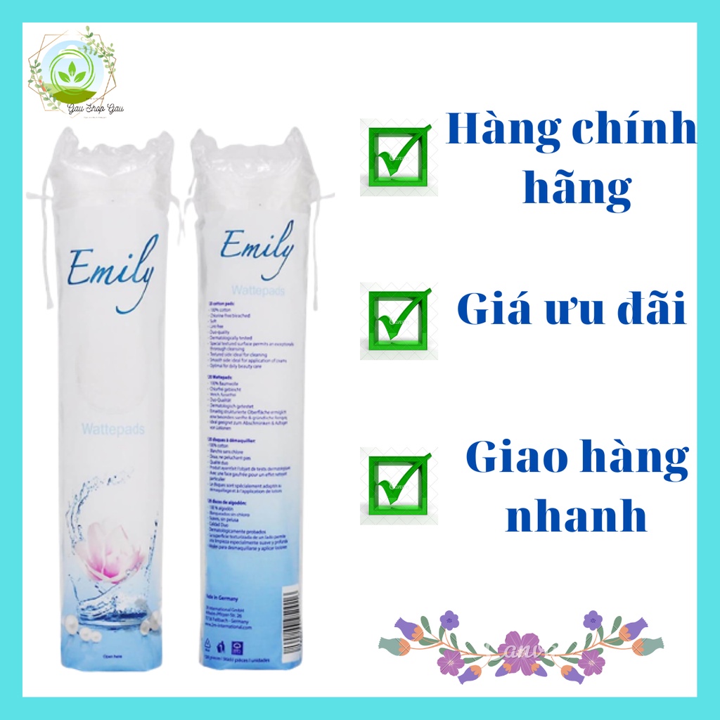 Bông tẩy trang Emily, bông miếng 120 miếng - Gau shop gau