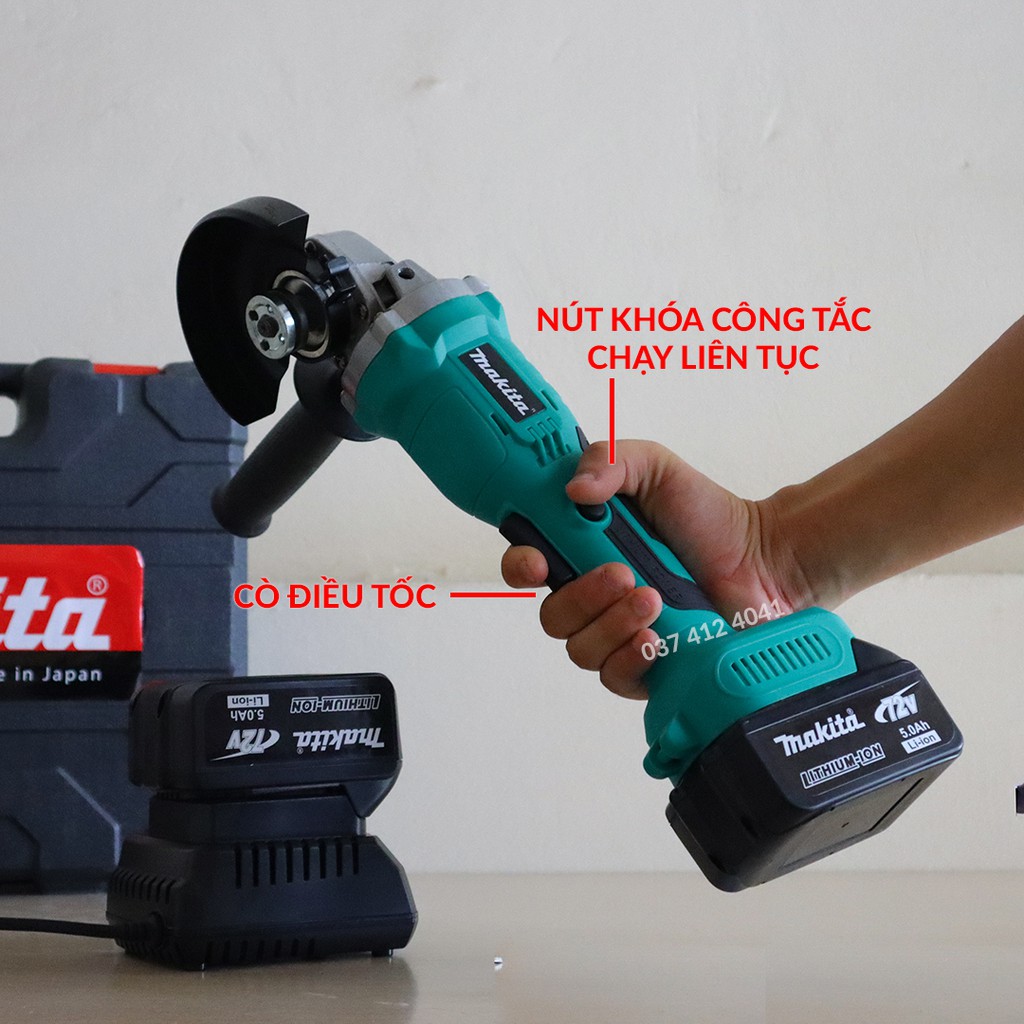 Máy Mài Pin Makita 72V - CÔNG TẮC BÓP - Không Chổi Than - 100% Lõi Đồng - Cắt sắt - Cắt gạch - Máy cắt pin