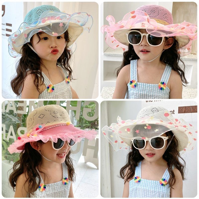 Mũ chống nắng trẻ em công chúa bé mỏng, mũ chống nắng cô gái mũ dễ thương mũ cô gái công chúa mũ chống nắng