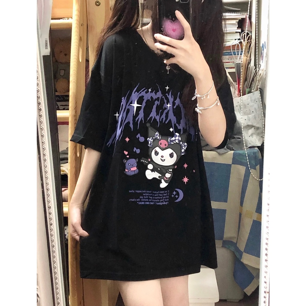 Áo thun ZHELIHANGFEI tay ngắn dáng rộng họa tiết in dễ phối đồ