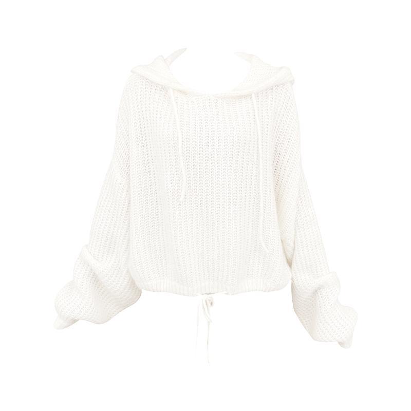Áo len chui đầu dáng rộng màu trắng sữa mềm mại thời trang mùa đông cho nữ