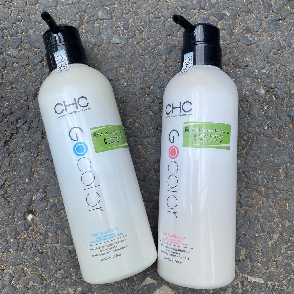 Dầu gội xả CHC GOCOLOR phục hồi, giữ màu, giảm rụng, kích mọc tóc 500mlx2