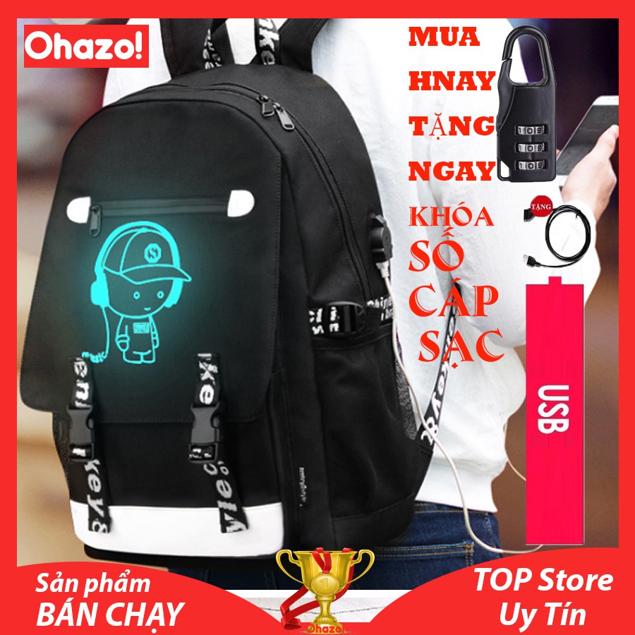 Balo nam cao cấp phát sáng, chống trộm phong cách thời trang Hàn Quốc cực HÓT 2019 ( Tặng kèm: khóa số, cáp sạc USB)