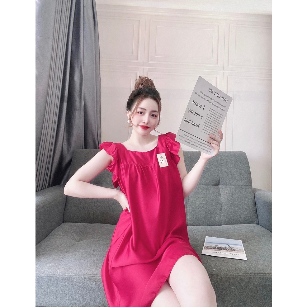 Váy Ngủ Sexy⚡FREESHIP⚡ Đầm Ngủ Lụa Dáng Dài Cổ Vuông Tay Cánh Tiên Thời Trang Quyến Rủ Cho Bạn Nữ | BigBuy360 - bigbuy360.vn
