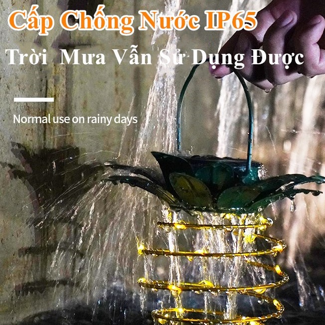 Đèn Led Hình Trái Thơm Xoắn Màu Vàng Ấm Sử Dụng Năng Lượng Mặt Trời Không Tốn Điện,đèn led ngoài trời Su