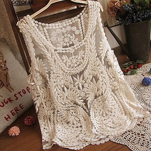 Áo tank top thêu ren hoa quyến rũ cho nữ