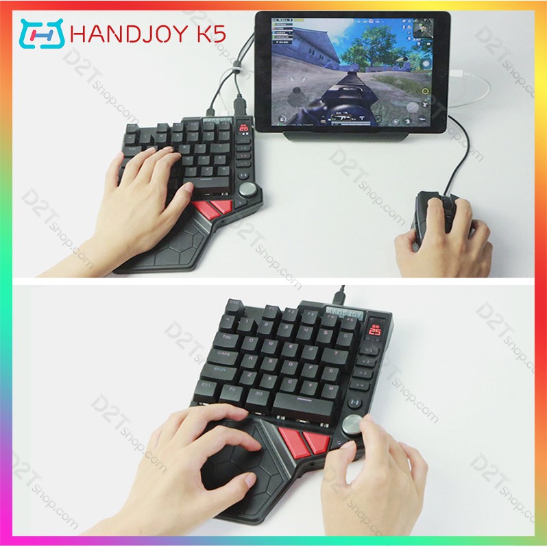 Handjoy K5 | Phiên bản độ ghìm tâm | Bàn phím cơ kiêm bộ chuyển đổi chơi PUBG và các game FPS