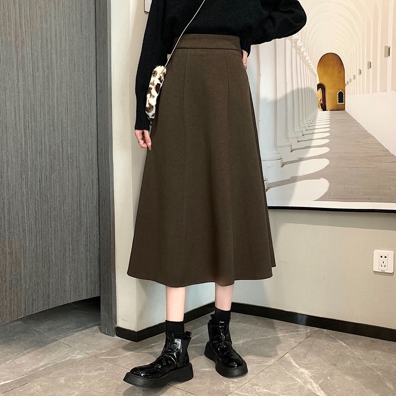 Chân Váy Len Chữ A Lưng Cao Phong Cách Hàn Quốc Dành Cho Nữ