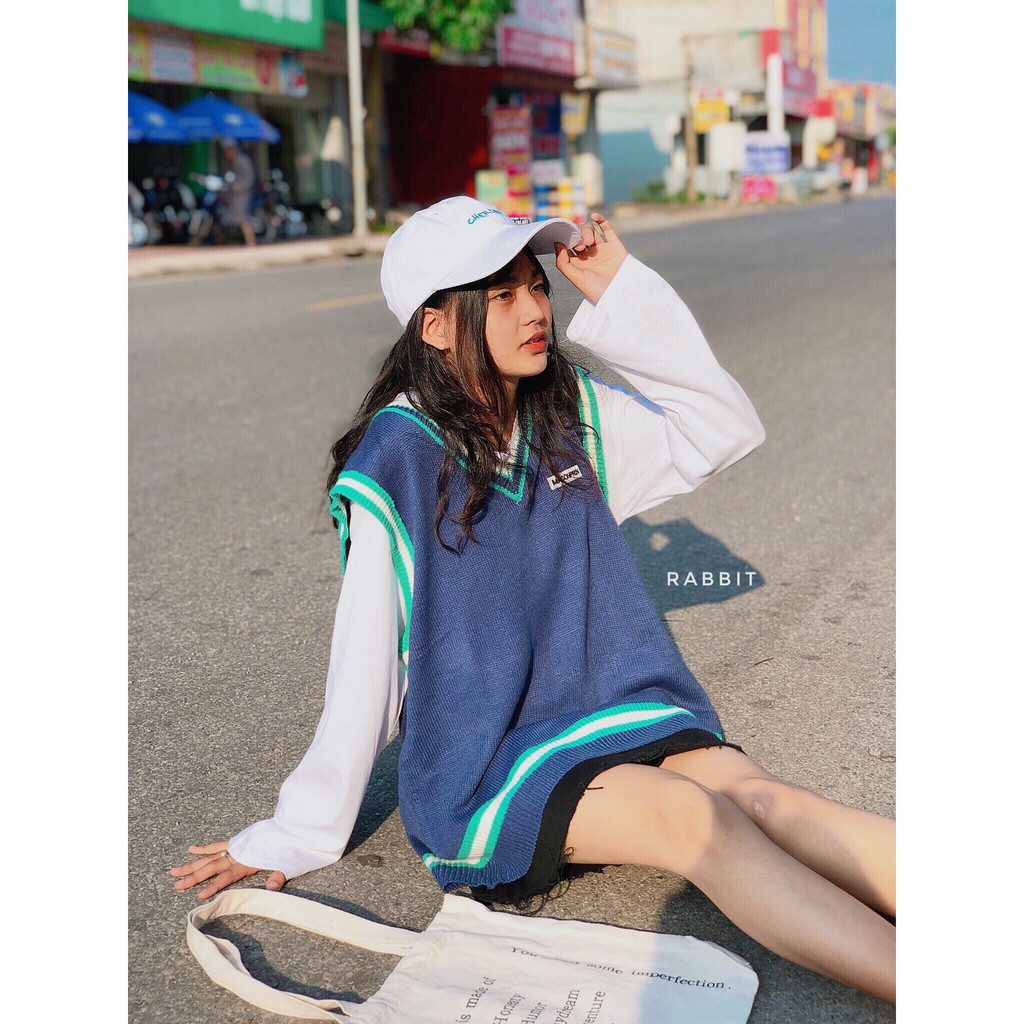 Áo len gile len ulzzang mỏng cổ chữ v dáng rộng phong cách Hàn Quốc - 011 | BigBuy360 - bigbuy360.vn