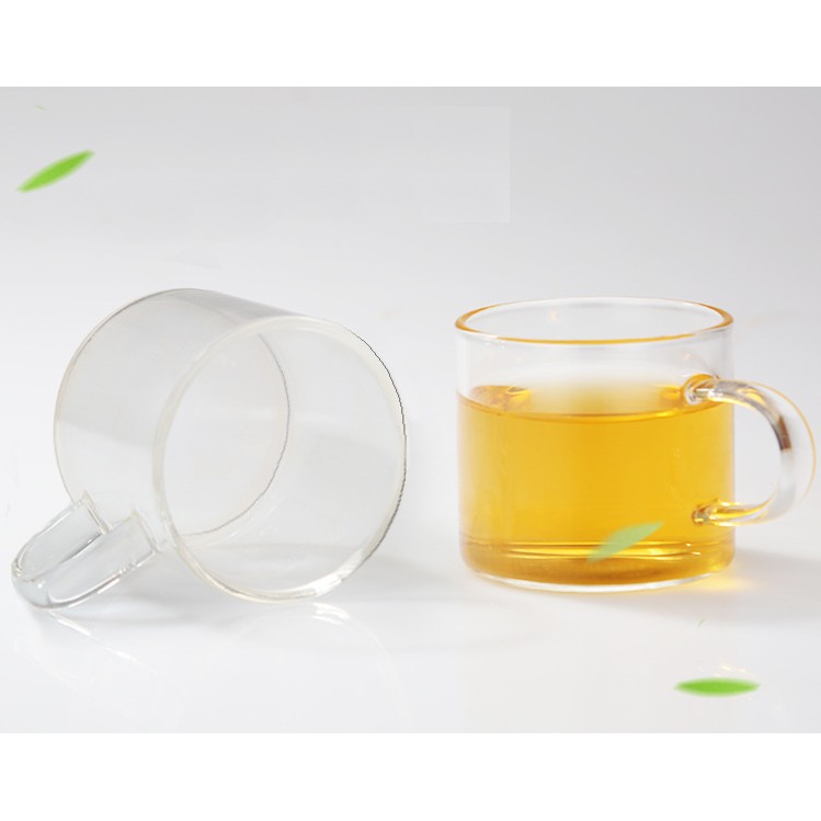 (SẴN) Cốc trà có quai 100ml - Cốc trà thủy tinh chịu nhiệt cao cấp Borosilicate, hàng xuất Âu