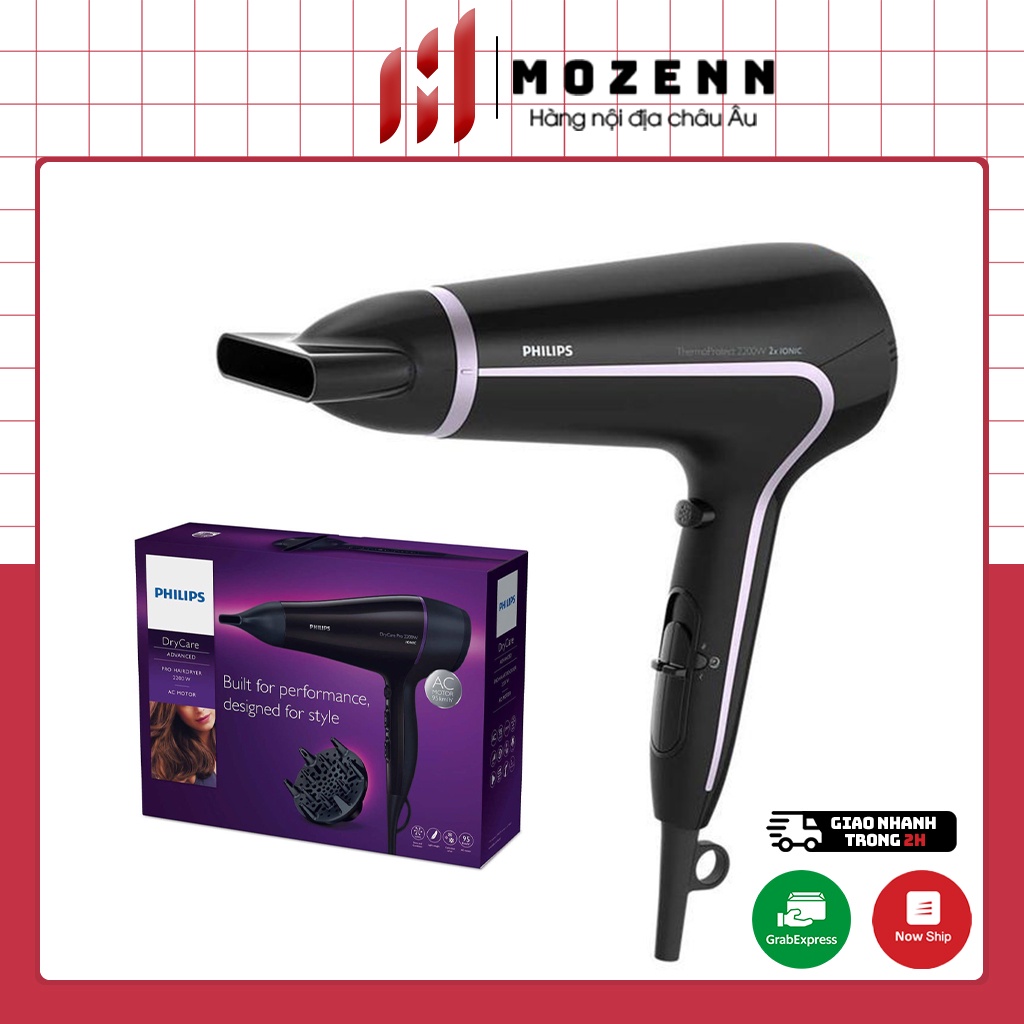 Máy sấy tóc tạo kiểu Philips BHD170/40 uốn phồng tóc tại nhà [nhập Đức chính hãng]