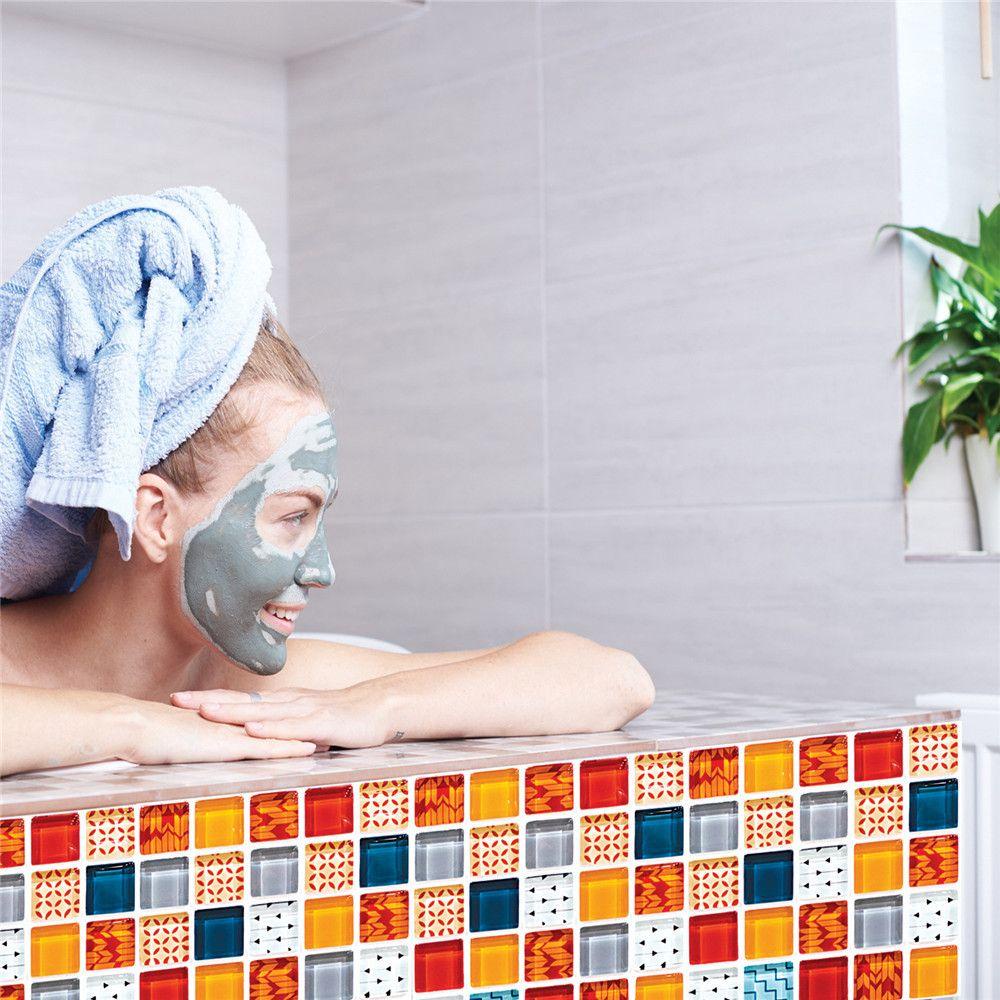 Set 6 Miếng Dán Tường / Sàn Nhà Họa Tiết Gạch 3D Độc Đáo Trang Trí Nhà Cửa