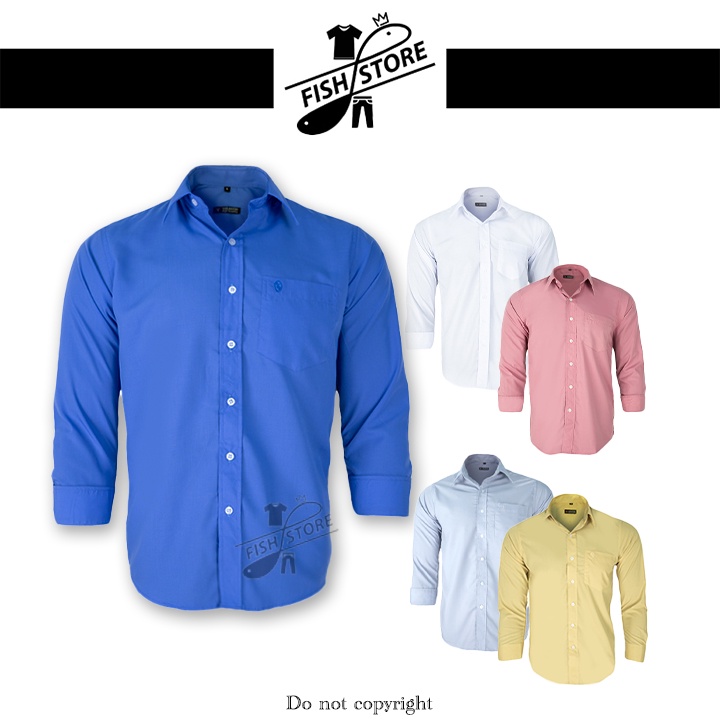 Áo sơ mi nam form rộng công sở cao cấp dài tay đẹp vải kate trơn mát FF15H