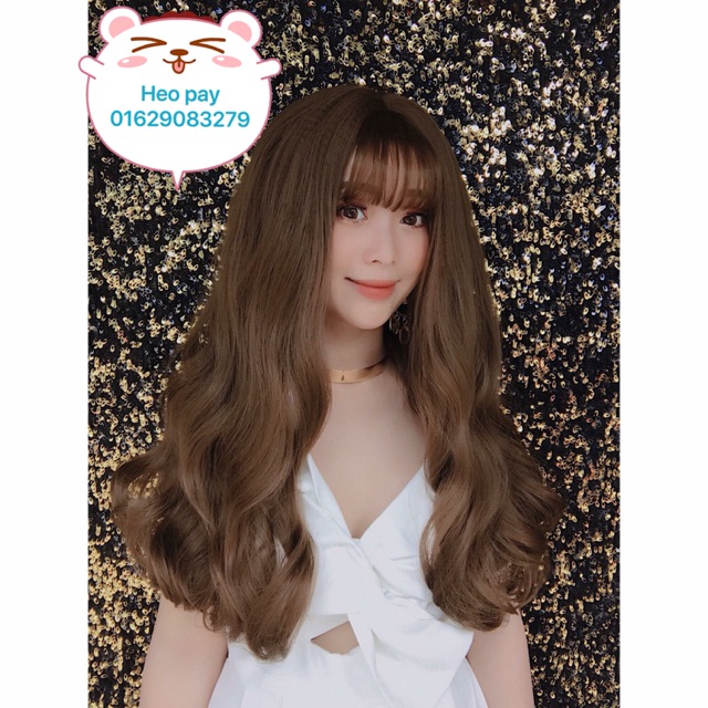 Tóc giả nữ cả đầu 🤡FREESHIP🤡Tóc giả nguyên đầu xoăn 50cm