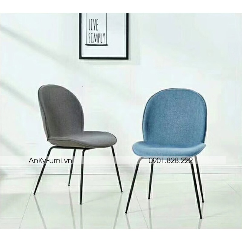 Ghế cafe, ghế ăn nhà hàng cao cấp, ghế chân sắt sơn tĩnh điện nệm bọc bố Beetle Chair - JC-8602