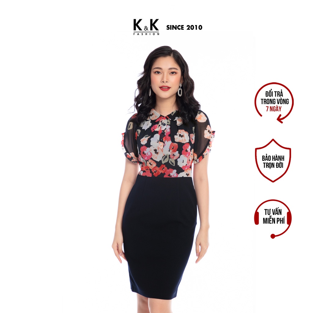 Váy Đầm Ôm Công Sở K&K Fashion HL15-02 Họa Tiết Chất Liệu Tuyết Mưa