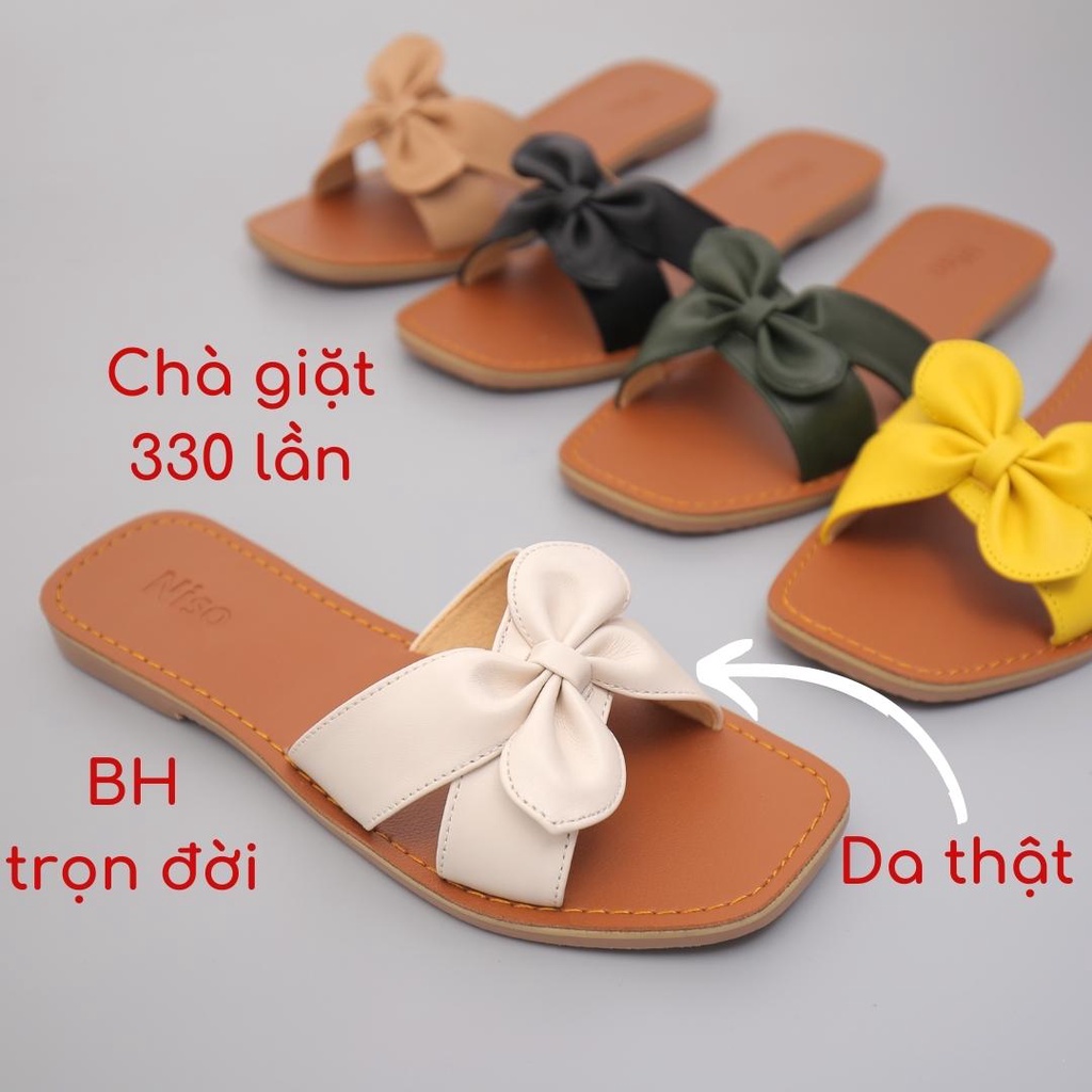 Dép nữ quai ngang chéo thời trang chất liệu da bò đẹp, Dép lê nữ dáng sandal đế bằng, đi biển chính hãng Delala DD01