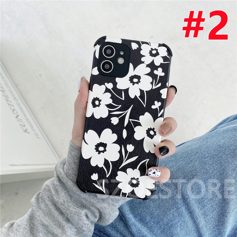 Fashion G-Dragon Black Flowers Skin-Friendly Lambskin Soft Phone Case for iPhone 12 Mini 12 Pro Max 11 Pro Max X XS XR XSMax 8 7 6 6s Plus SE 2020