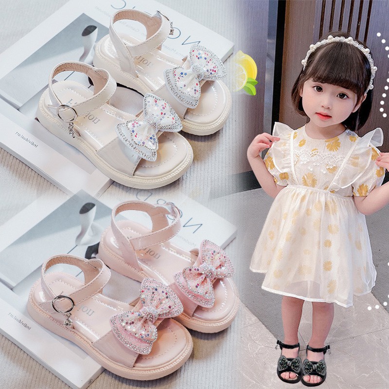Sandal đính nơ kèm vương miện cho bé gái mẫu hot 2022 - Hàng Quảng Châu Cao Cấp (K62)