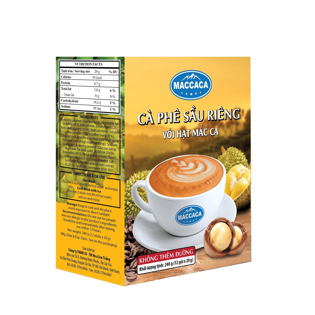Cafe sầu riêng maccaca