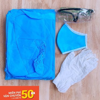 Bộ quần áo phòng dịch 7 món U7 (kính Vuông,khẩu trang Sịn,quần,áo,mũ,giày,găng tay)