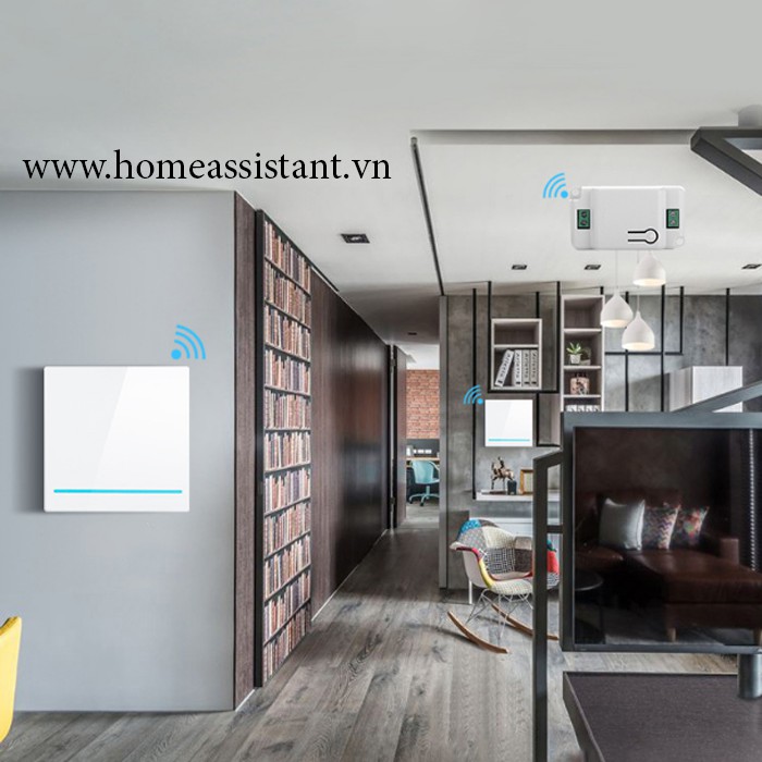 Công Tắc Phát Sóng RF 433Mhz Nút Bấm Điều Khiển Từ Xa Dán Tường Hình Vuông RFX01