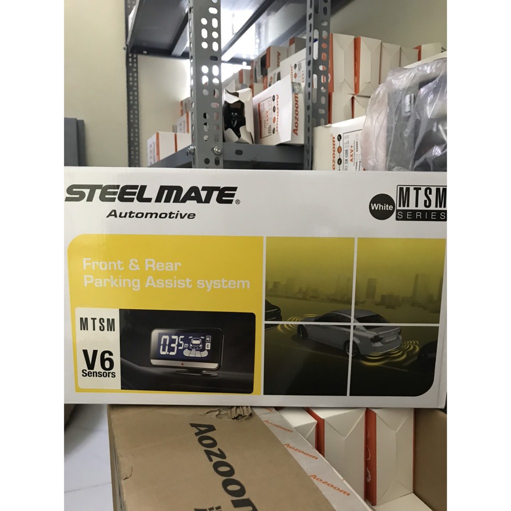Cảnh báo va chạm trước và sau cho xe ô tô, xe hơi - Cảm biến lùi 6 mắt màu đen, trắng Steelmate V6, bảo hành 3 năm