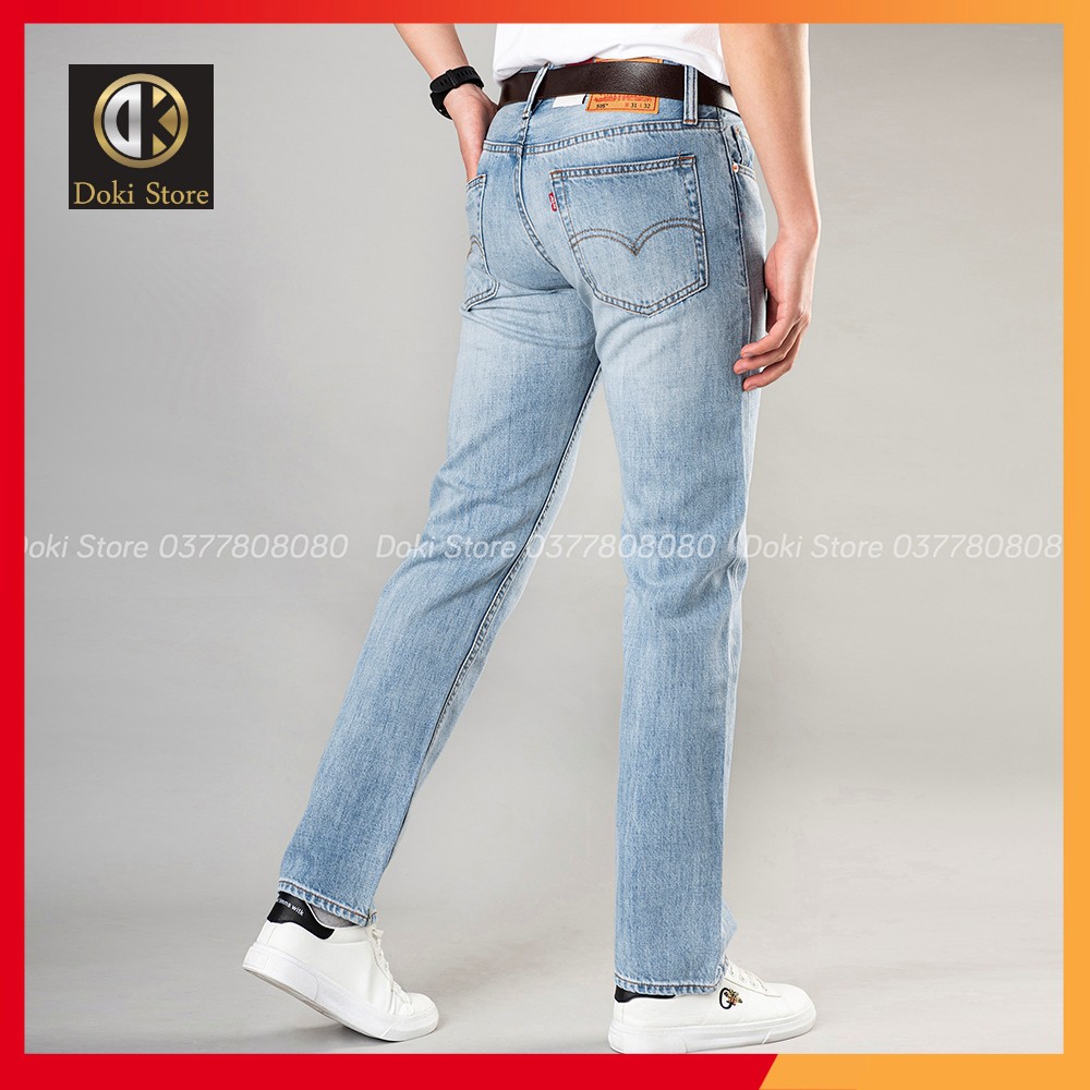 Quần Jean Ống Suông Nam Cao Cấp Màu Xanh Bạc XBS-02, Quần jean nam ống rộng Chất vải không co giãn - Doki Store