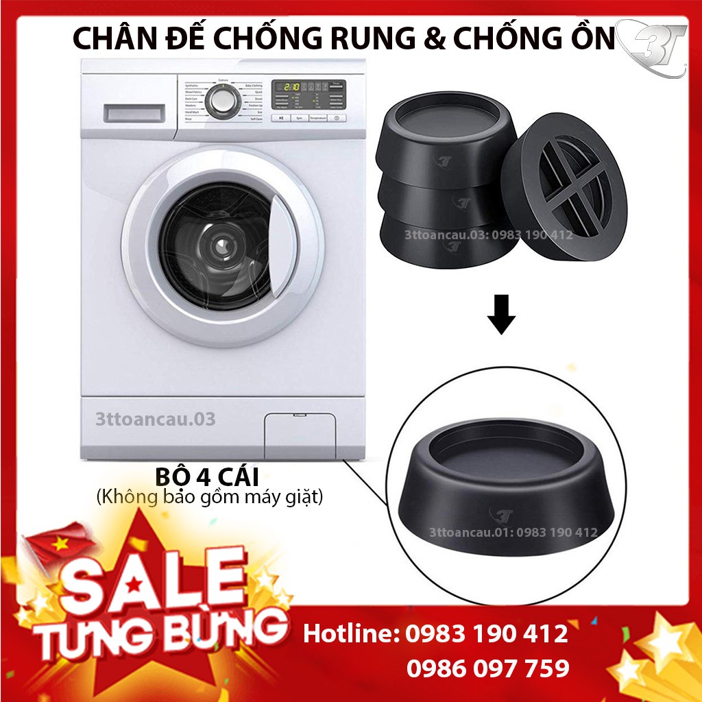 [Hàng VN xuất khẩu] Bộ 4 chân đế kê máy giặt, chân kê chống rung, đệm cao su chống rung, chống ồn cho máy giặt, máy sấy