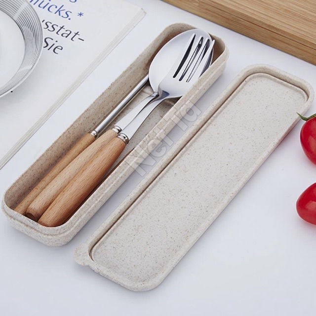 Bộ muỗng đũa ăn cá nhân kèm hộp đựng lúa mạch