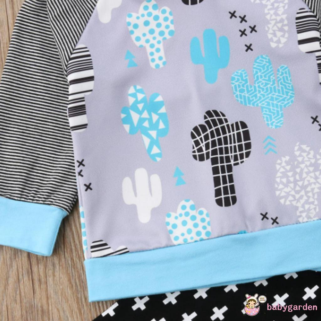 Áo Khoác Có Nón Và Quần Legging Họa Tiết Cây Xương Rồng Cho Bé Trai Từ 0-3 Tuổi