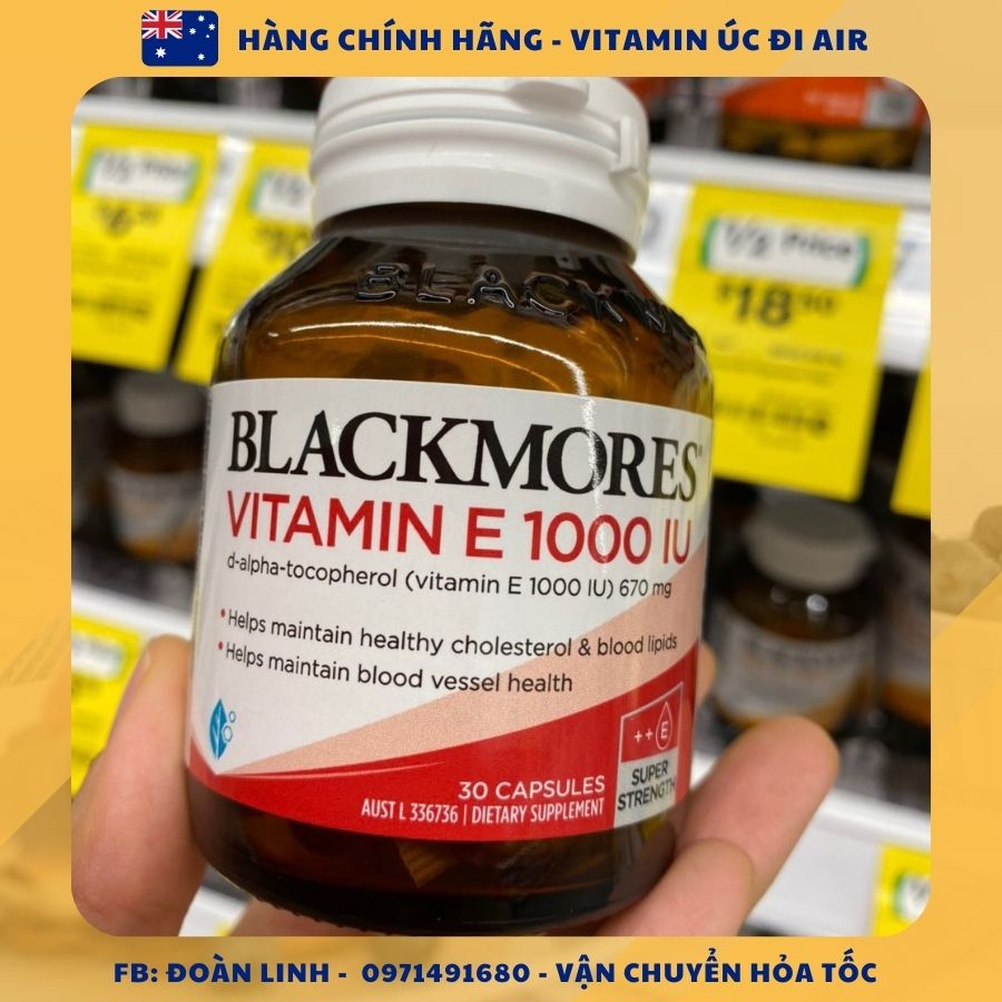 Vitamin E tự nhiên Blackmores Vitamin Natural E 1000IU, Hàng chuẩn úc đi air,  Vitamin E Úc