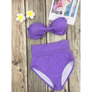 Bikini tam giác cạp cao tím khoai môn