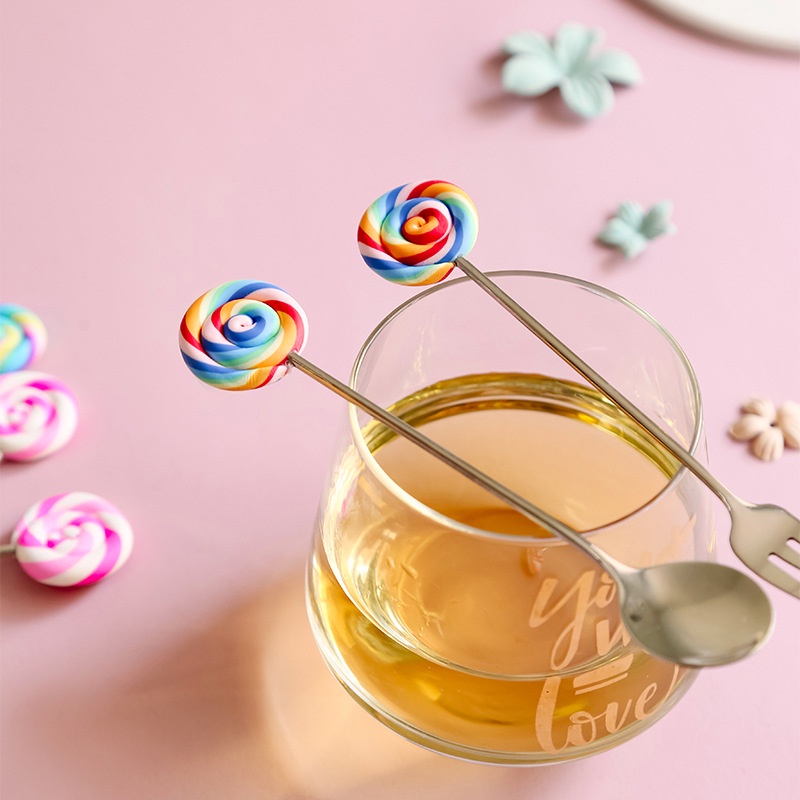 Muỗng/nĩa Bằng Thép Không Gỉ Hình Bánh Donut Nhiều Màu Độc Đáo