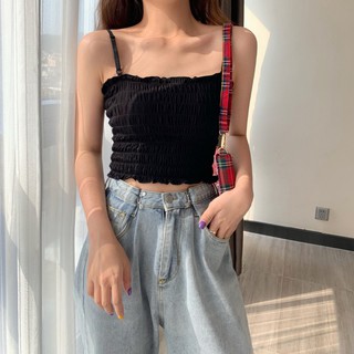 Áo 2 dây - croptop nhúng nữ dễ thương freesize 6843